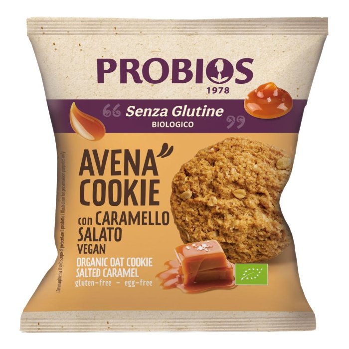 Probios avena cookie caramello salato - biscotti biologici avena e salted caramel