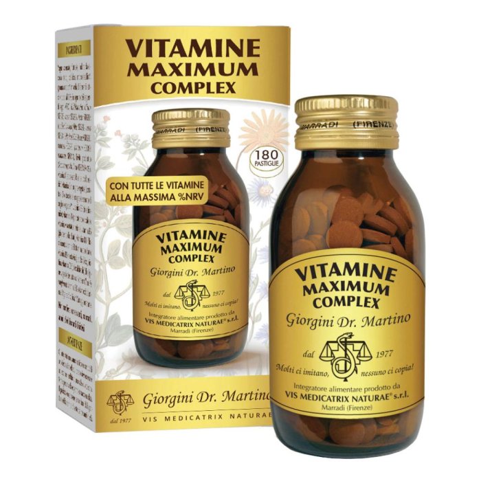 Vitamine Maximum Complex SVS Integratore Multivitaminico 180 Pastiglie Alta Potenza