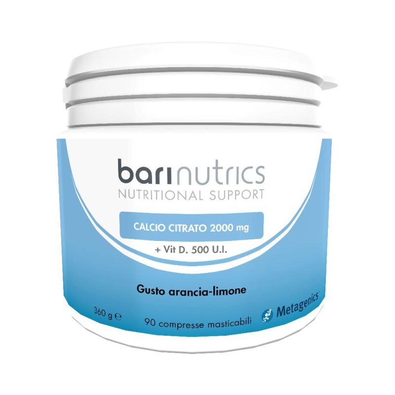 Barinutrics Calcio Citrato Agrumi 90 Compresse Integratore di Calcio per Ossa e Denti