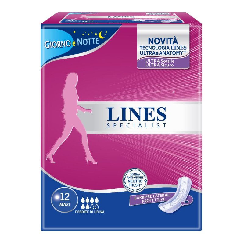 Lines Specialist Assorbenti per Incontinenza Maxi Donna 12 Pezzi Lines Specialist Assorbenti per Incontinenza Maxi Donna 12 Pezzi