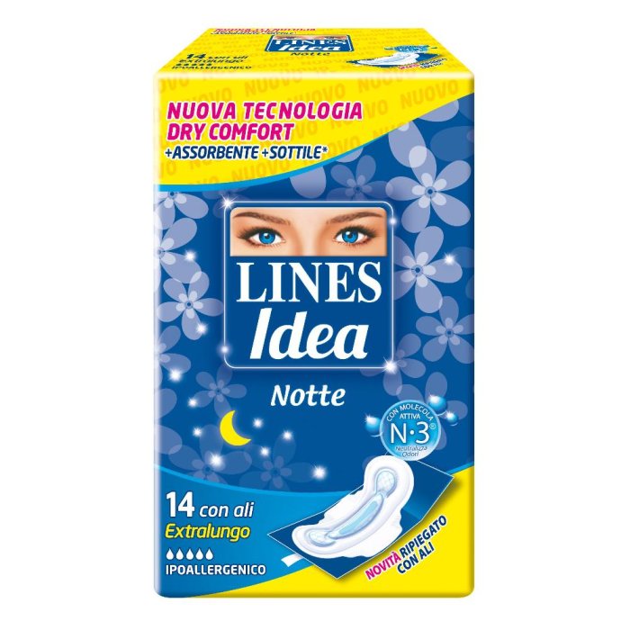 Lines Idea - Notte Assorbente Extralungo con Ali ripiegate 14 assorbenti