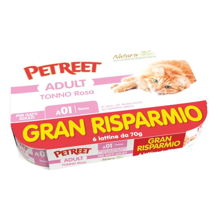Petreet Natura tonno rosa 70 g - alimento umido per gatti al tonno rosa