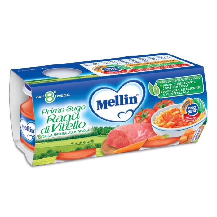 Mellin Primosugo Ragu' Di Vitello 2 Vasetti Da 80 G