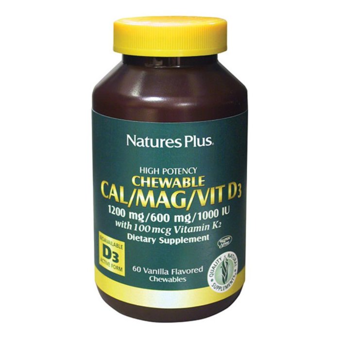 Cal/Mag/D3 masticabile vaniglia 60 tavolette - integratore masticabile calcio magnesio vitamina D3
