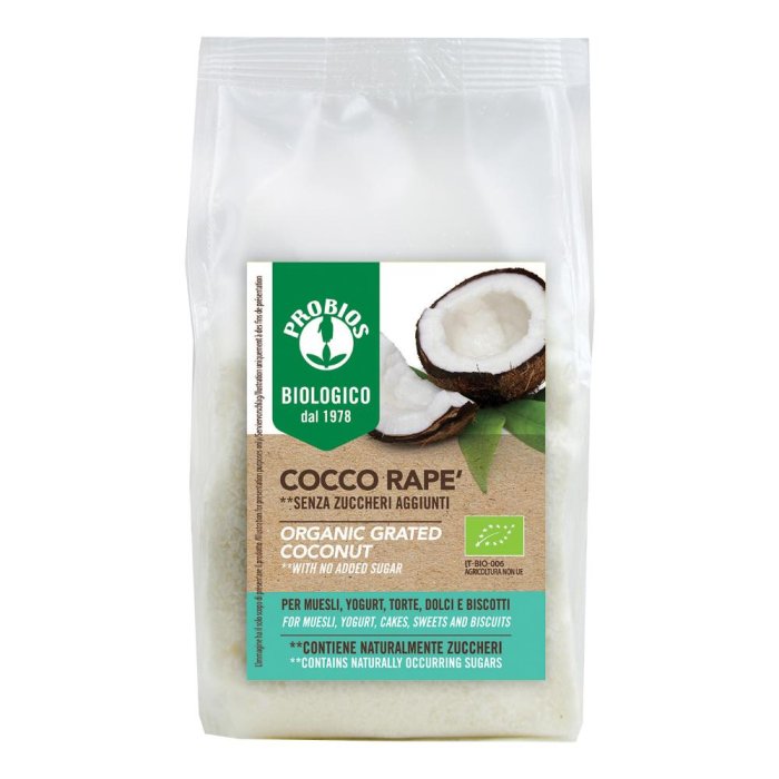 Probios cocco rapè 200 g - cocco grattugiato biologico per dolci