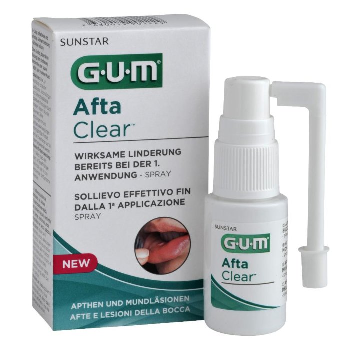 GUM AftaClear Spray contro Afte e Ulcere della Bocca Ideale in Viaggio, 15ml