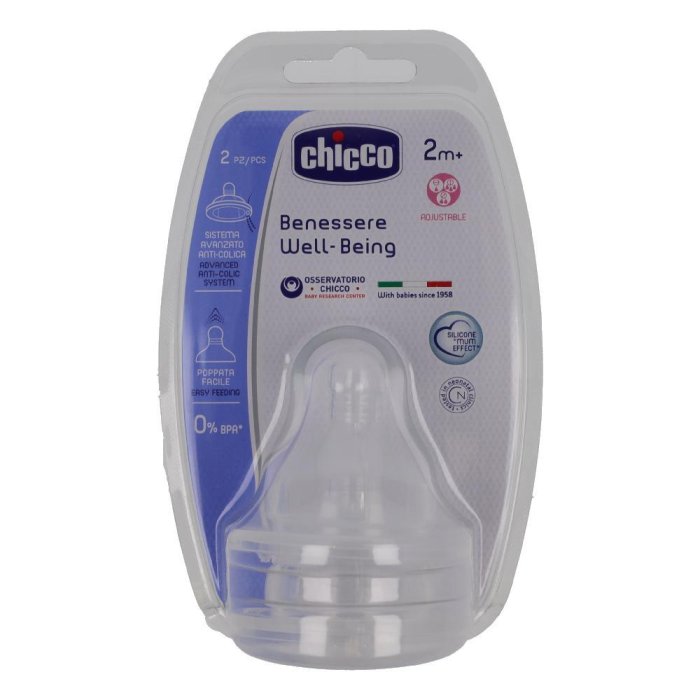 Chicco Tettarella Well Being 2 Mesi+ Adj Silicone 2 Pezzi