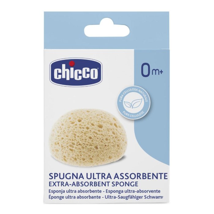 Chicco Spugna Ultrassorbente 0 m+ in Pura Cellulosa Naturale 1 Pezzo