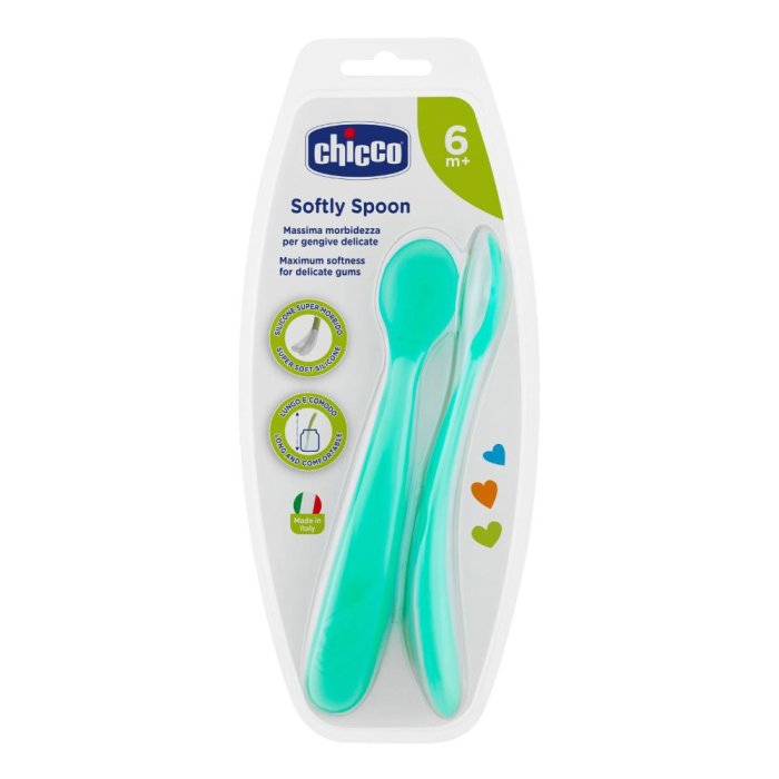  Chicco Cucchiaio Silicone 6m+ Boy 2 Pezzi