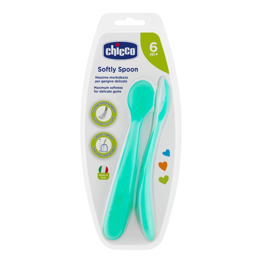  Chicco Cucchiaio Silicone 6m+ Boy 2 Pezzi