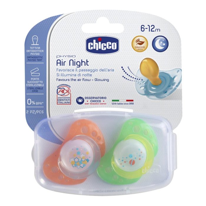 Chicco Succhietto Air Lumi Caucciu 6-12m+ 2 Pezzi