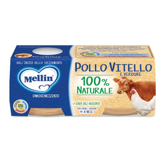 Mellin omogeneizzato pollo vitello verdure 2x80 g omogeneizzato misto carne e verdure
