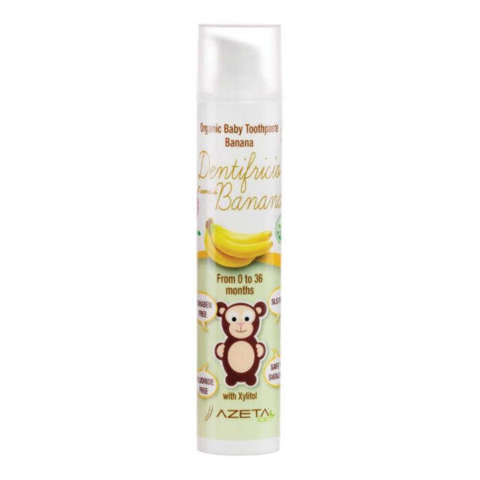 Azetabio Dentifricio Baby Banana 50 ml – Dentifricio Naturale per Bambini al Gusto Banana
