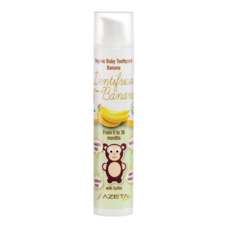 Azetabio Dentifricio Baby Banana 50 ml – Dentifricio Naturale per Bambini al Gusto Banana