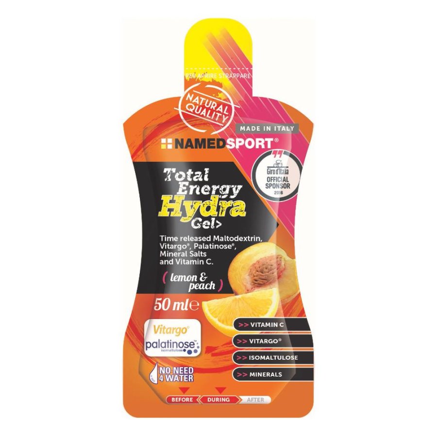 NamedSport Total Energy Hydra Gel gusto limone e pesca integratore energetico idratante in gel per sportivi 50 millilitri