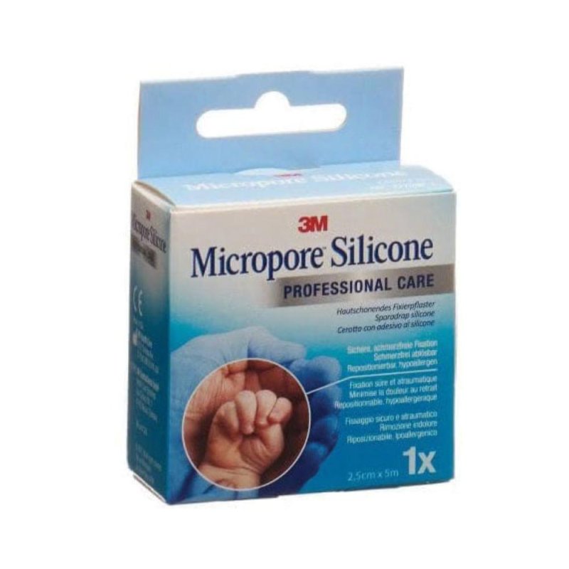 3M Italia Micropore Silicone Cerotto Adesivo 2,5cm x 5m 1 pezzo