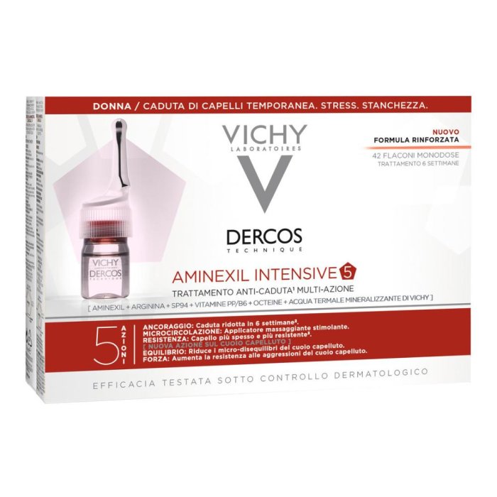 Dercos Aminexil Intensive 5 42 fiale per trattamento anticaduta capelli nella donna - Vichy