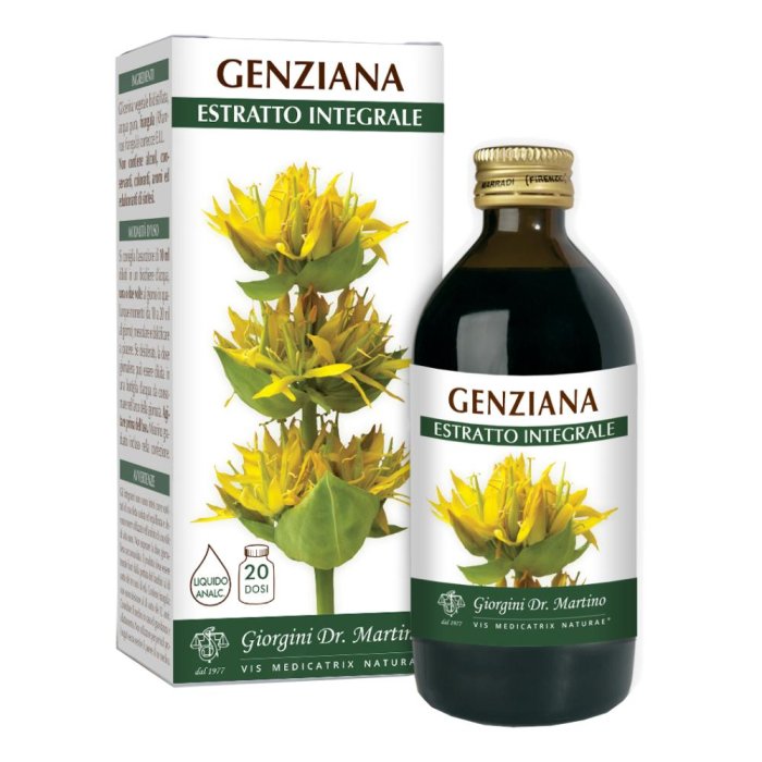Genziana Estratto Liquido 200 ml Integratore Naturale per Digestione e Benessere Gastrointestinale