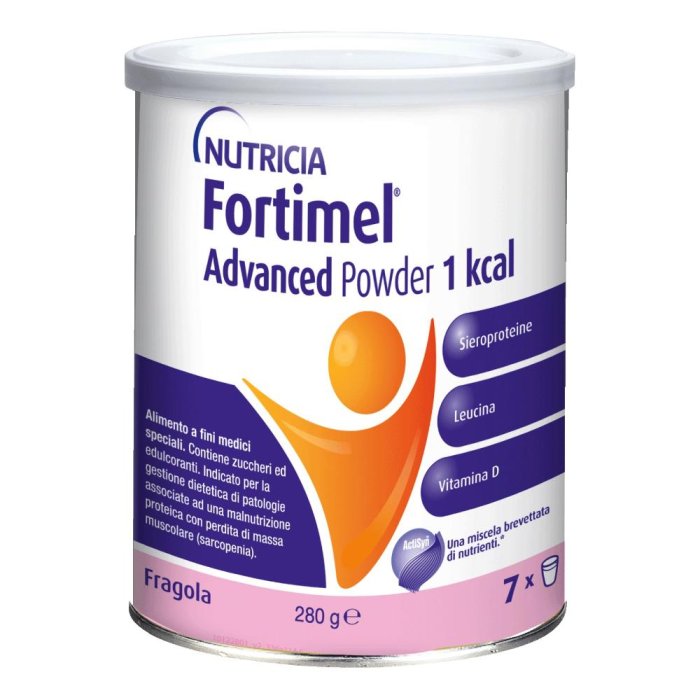 Nutricia Fortimel Advanced Powder Supplemento Nutrizionale in Polvere a base di Sieroproteine Gusto Fragola 280g
