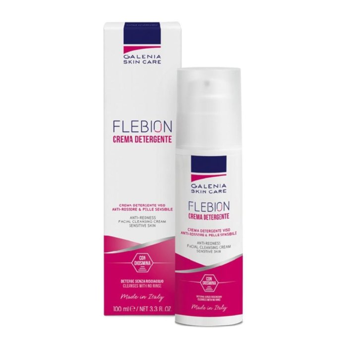 Galenia Skin Care Flebion - Crema Detergente Viso per Pelle Sensibile con Arrossamenti e Couperose 100 ml