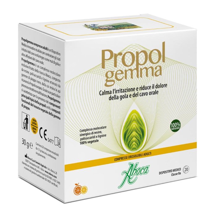 Propolgemma 20 compresse orosolubili per adulti per calmare l'irritazione alla gola - Aboca
