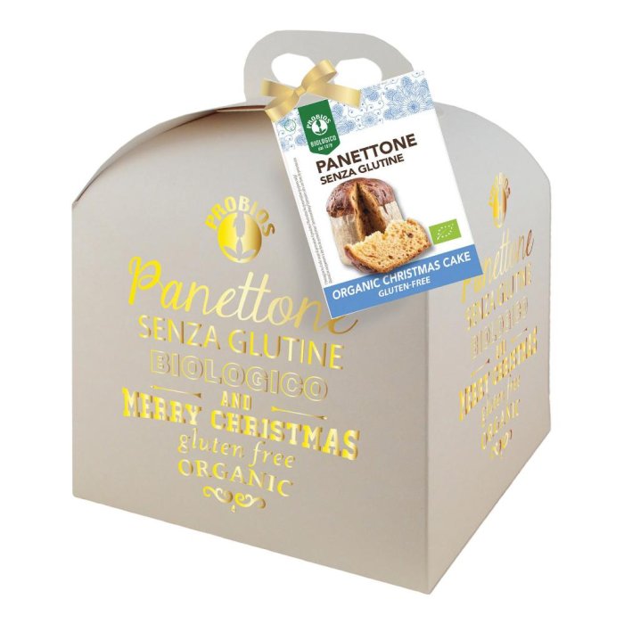 Probios Panettone Senza Glutine Biologico 500 g Dolce Natalizio Artigianale con Uvetta e Canditi