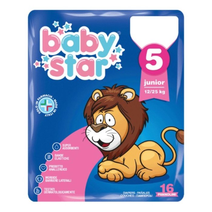 Baby Star Pannolini Per Bambini Taglia 5 12-25Kg 16 Pannolini