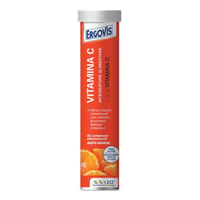 Ergovis vitamina C - Integratore alimentare effervescente per il sistema immunitario 20 compresse effervescenti 
