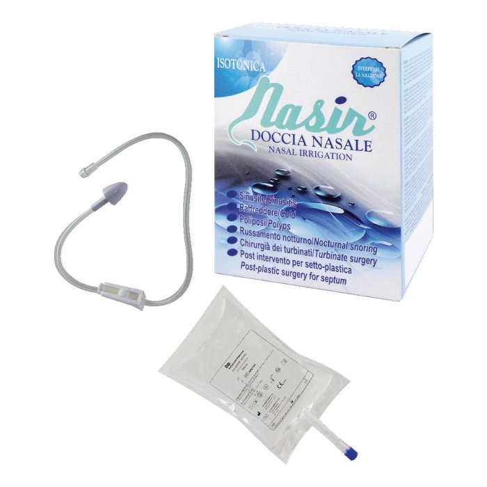 Nasir Kit Lavaggio Nasale con 2 Sacche e 1 Busta da 250 Millilitri di Soluzione Isotonica per Irrigazione del Naso