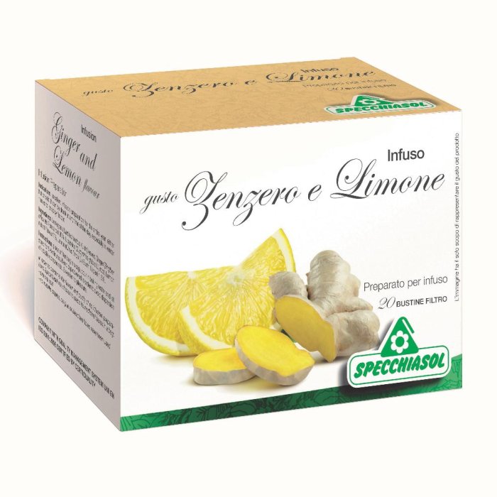 Infuso Zenzero e Limone Specchiasol 20 Filtri Tisana Erboristica Digestiva e Rinfrescante