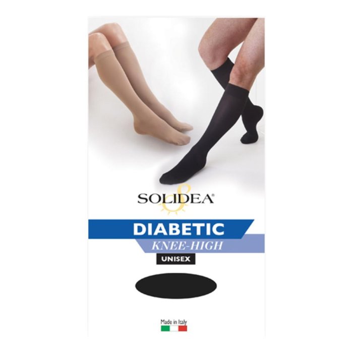 Calza Diabetic Knee-High nero taglia XL - calza lunga per pazienti diabetici