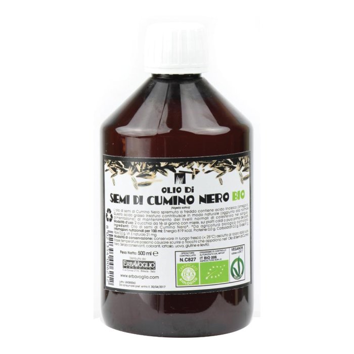 Erbavoglio Production Olio Di Semi Di Cumino Nero Bio 500 Ml