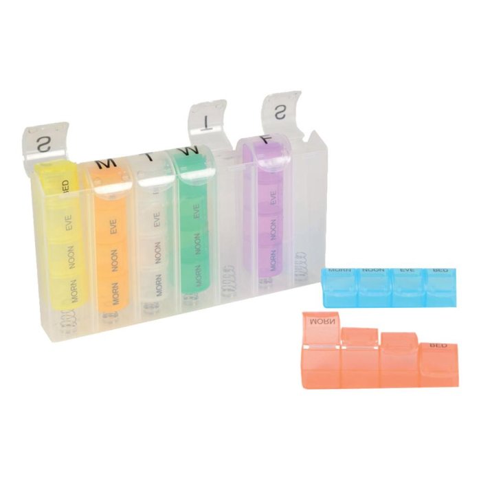 Portapillole Set da 4 Spring Gima – Organizer Portapillole Giornaliero Tascabile in Plastica per Farmaci e Integratori