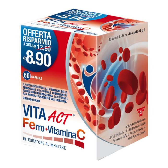 Vita Act Ferro + Vitamina C integratore alimentare 60 capsule