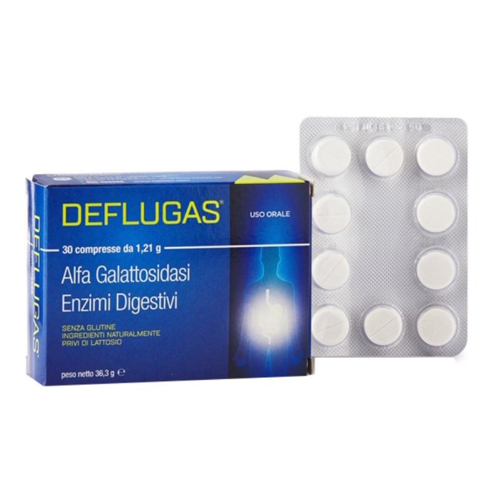 Deflugas 30 Compresse Masticabili per Gonfiore Addominale e Gas Intestinali
