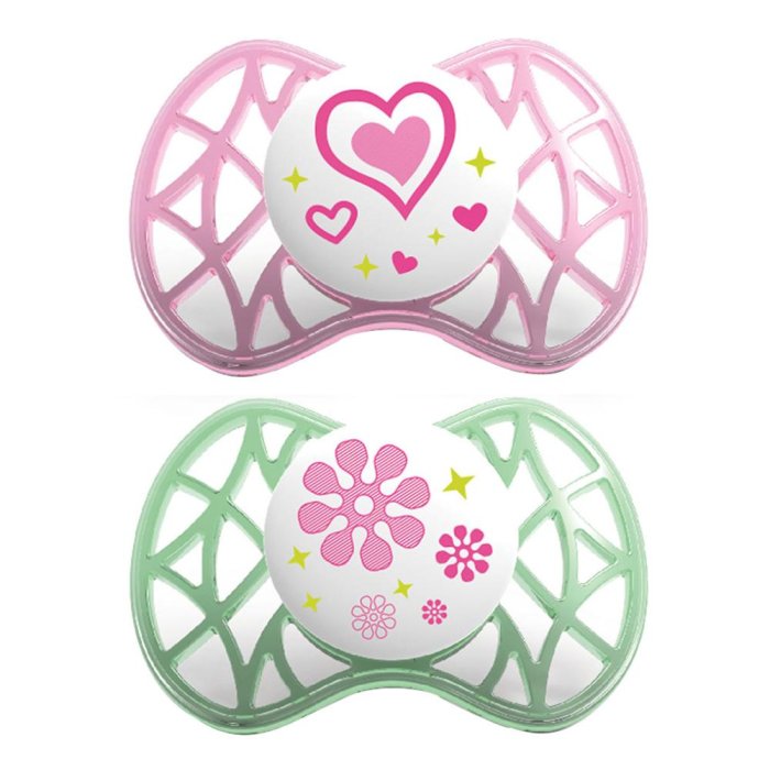 Nuvita Succhietto Con Tettarella Ortodontica 6 Mesi+ Rosa E Verde