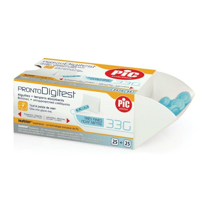 Pic Pronto Digitest Lancette G33 25 Lancette + 25 Tamponcini