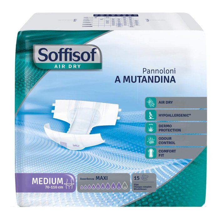 Soffisof Air Dry Pants Mutandina Assorbente per Incontinenza Adulti Taglia M 15 Pezzi