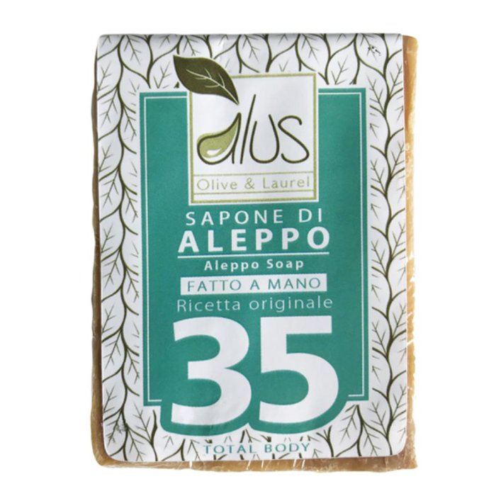 Sapone di Aleppo cubo 35% 200 g - sapone vegetale con olio di alloro per pelli delicate