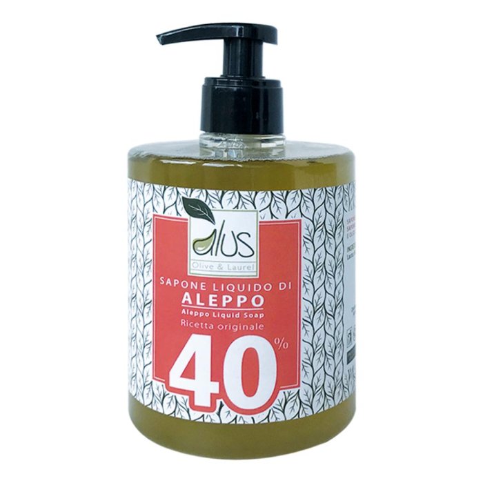 Sapone di Aleppo liquido 40% 500 ml - detergente naturale per viso e corpo