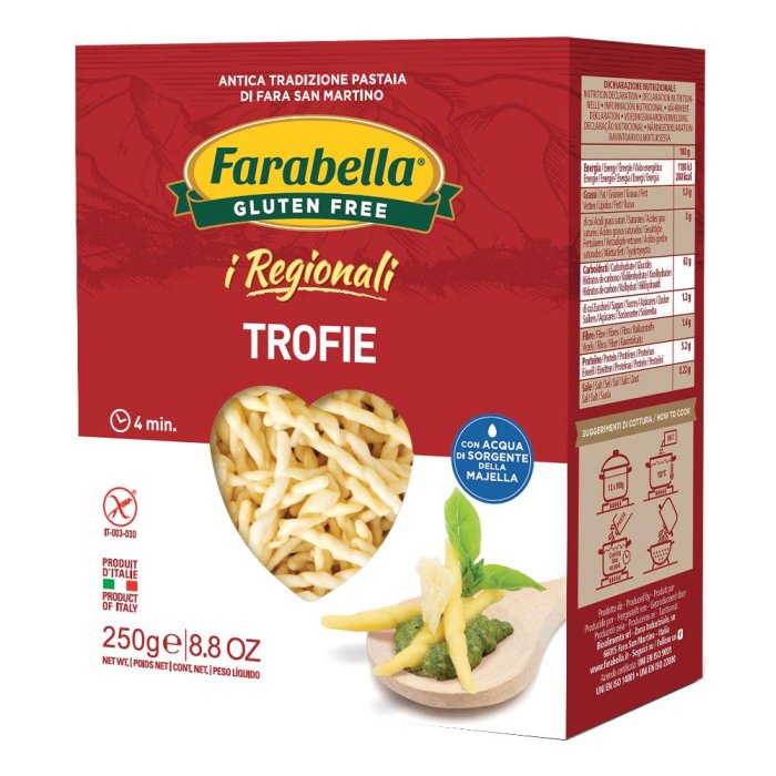 Bioalimenta Farabella Trofie I Regionali Pasta Fresca Stabilizzata senza glutine 250 G