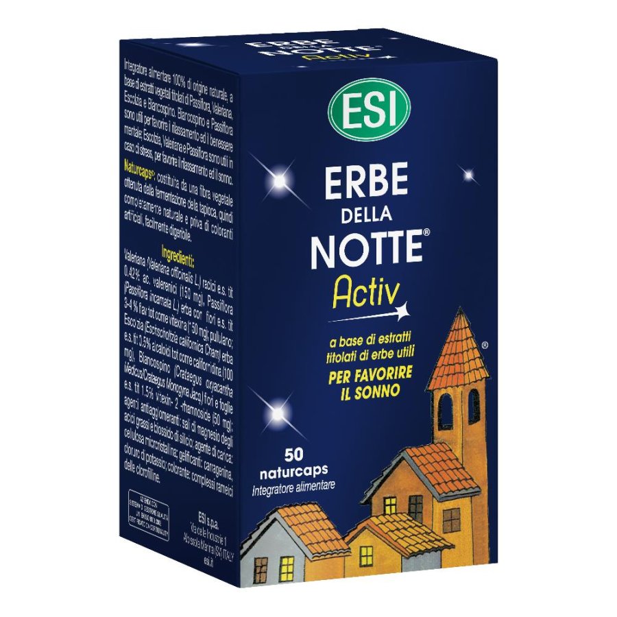 Esi Sonno e Serenità Erbe della Notte Activ Integratore 50 Capsule Esi Sonno e Serenità Erbe della Notte Activ Integratore 50 Capsule