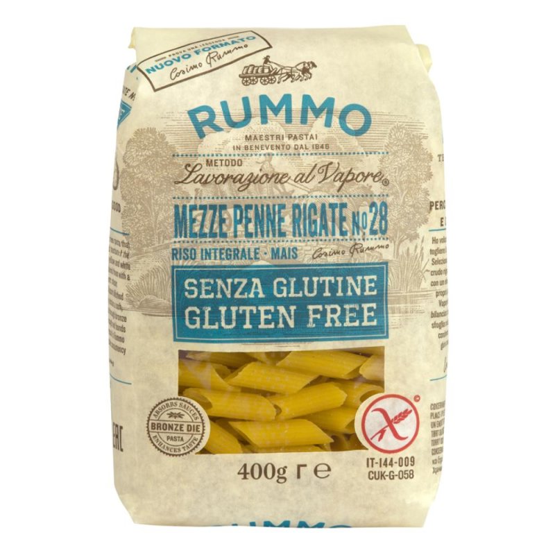 Rummo Alimenti senza Glutine Pasta Mezze Penne Rigate 400 g