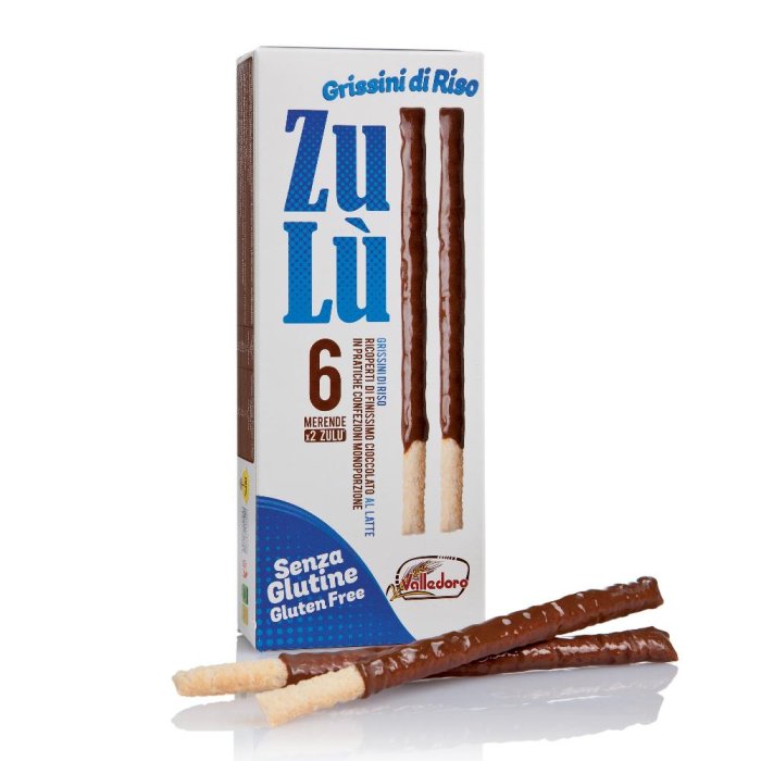 Zulù Grissini di Riso con Cioccolato al Latte – Snack di Grissini al Riso Croccanti e Golosi