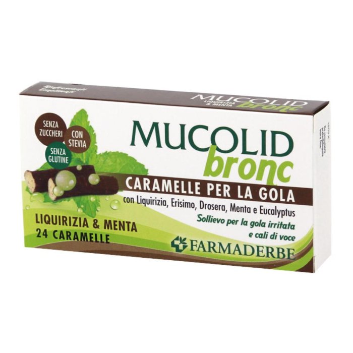 Farmaderbe Mucolid - Bronc Caramelle Gola Gusto Menta e Liquirizia 24 Caramelle