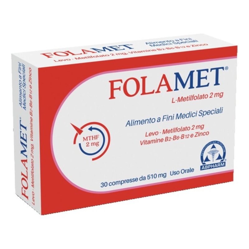 A.b.pharm Folamet Integratore Alimentare 30 Compresse Rivestite 500 Mg