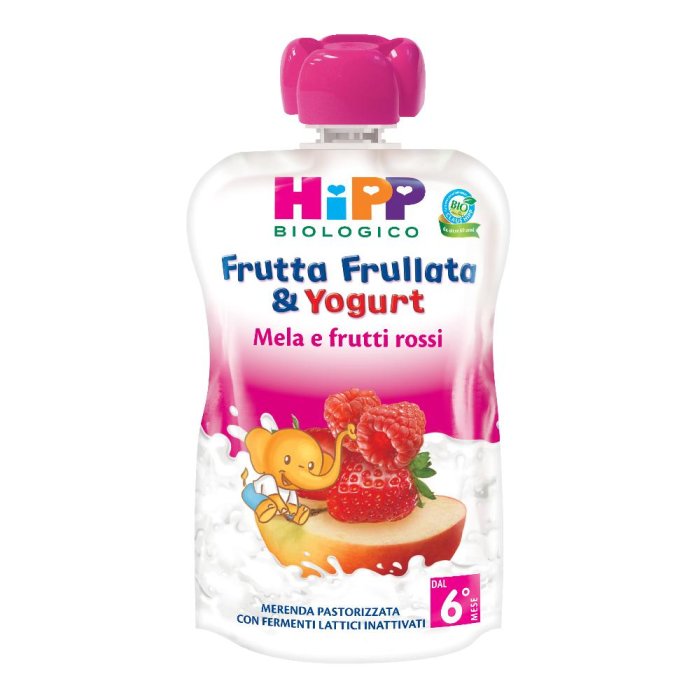 HiPP Frutta Frullata e Yogurt Mela e Frutti Rossi. 90