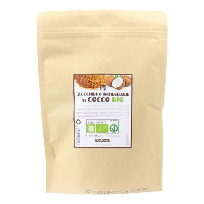 Zucchero di Cocco Bio 400 g – Zucchero di Cocco Integrale da Agricoltura Biologica, Dolcificante Naturale a Basso Indice Glicemico