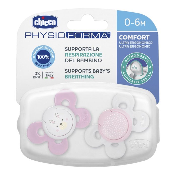Chicco (artsana) Chicco Succhietto Comfort Girl Silicone 0-6 Mesi 2 Pezzi