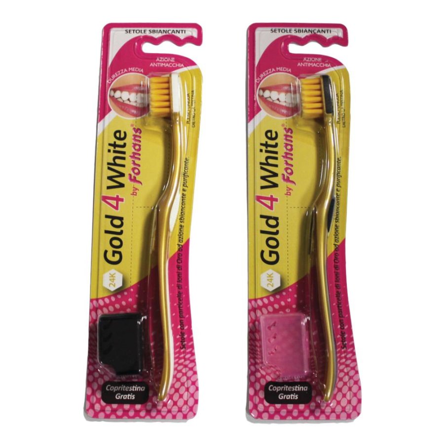 Forhans spazzolino Gold4White antiplacca con setole arricchite di ioni d'oro